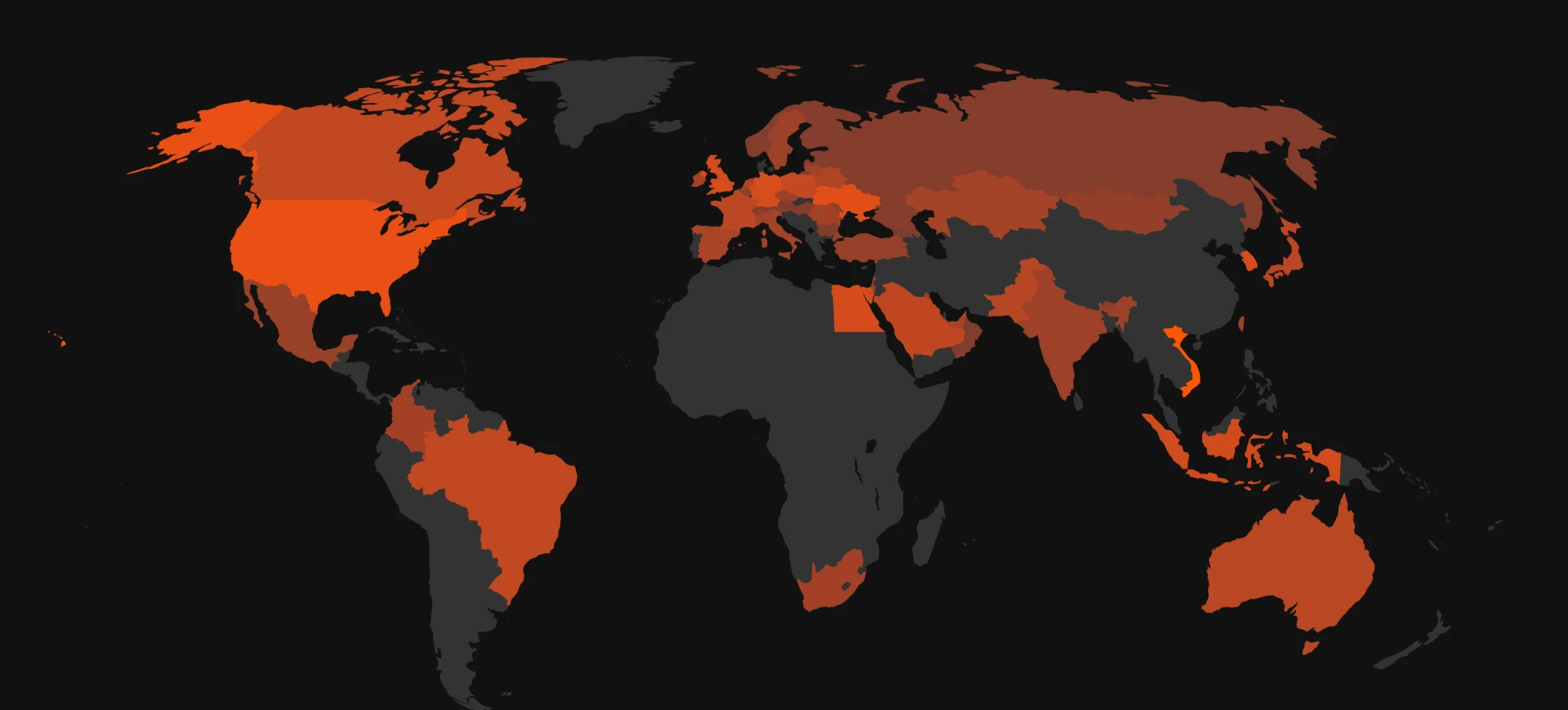 World map of Club Hikari Records listening locations on SoundCloud — spoken-word ambient music played across 50 countries and 50 cities, all time